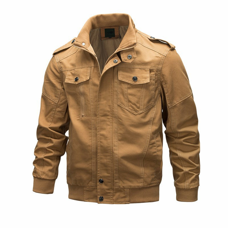 Herren  leichter Baumwoll-Canvas Fliegerjacke mit Schulterklappen, verdecktem Reißverschluss und multifunktionalen Taschen Nord Taschen