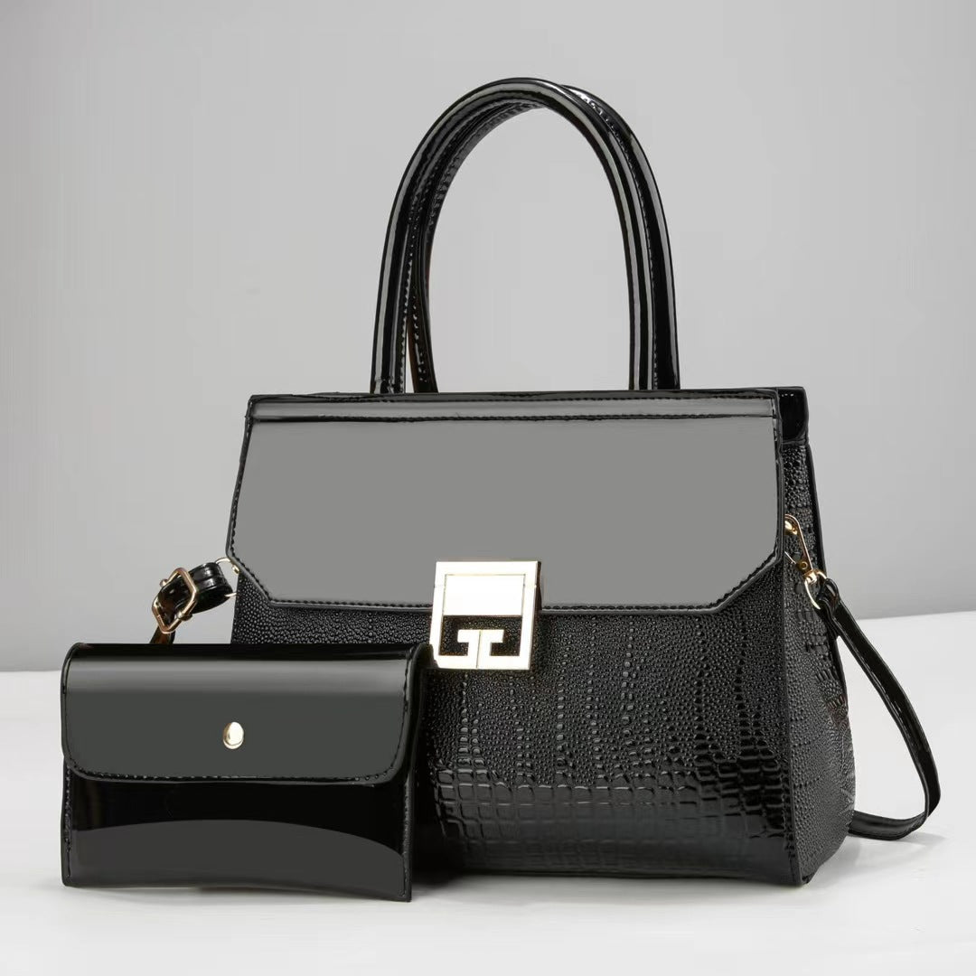 Damen Designer-Handtasche mit elegantem Kroko-Look und abnehmbarer Clutch Nord Taschen