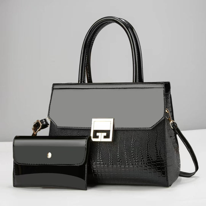 Damen Designer-Handtasche mit elegantem Kroko-Look und abnehmbarer Clutch Nord Taschen
