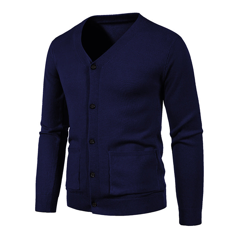 Herren Feinstrick-Cardigan mit V-Ausschnitt, durchgehender Knopfleiste und aufgesetzten Taschen Nord Taschen