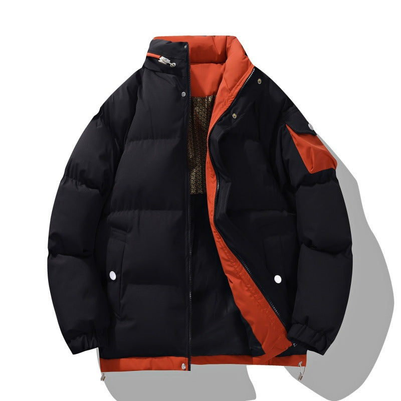 Herren Warme Wattierte Outdoor-Steppjacke mit hohem Stehkragen, Kontrast-Innenfutter & Utility-Ärmeltasche Nord Taschen