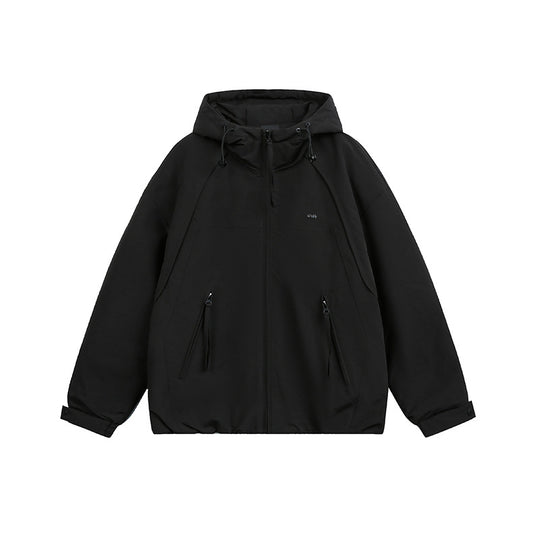 Unisex Oversized Kapuzen-Winterjacke mit wasserabweisender Wattierung und Kordelzug Nord Taschen