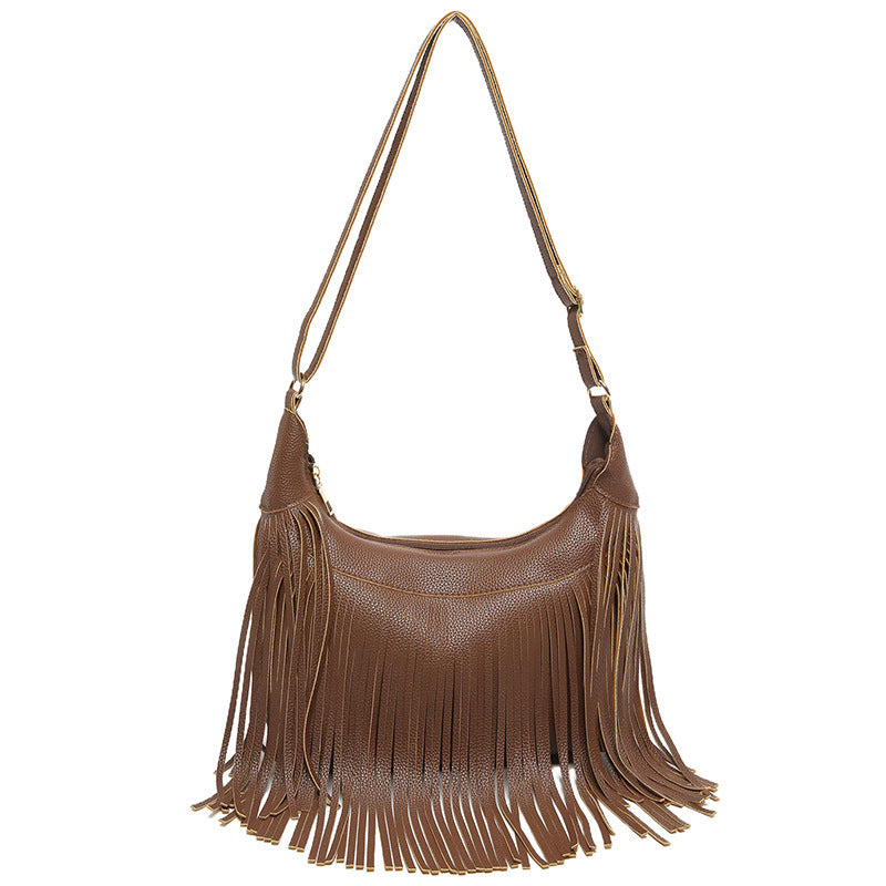 Damen Schultertasche mit fransigen Akzenten Nord Taschen