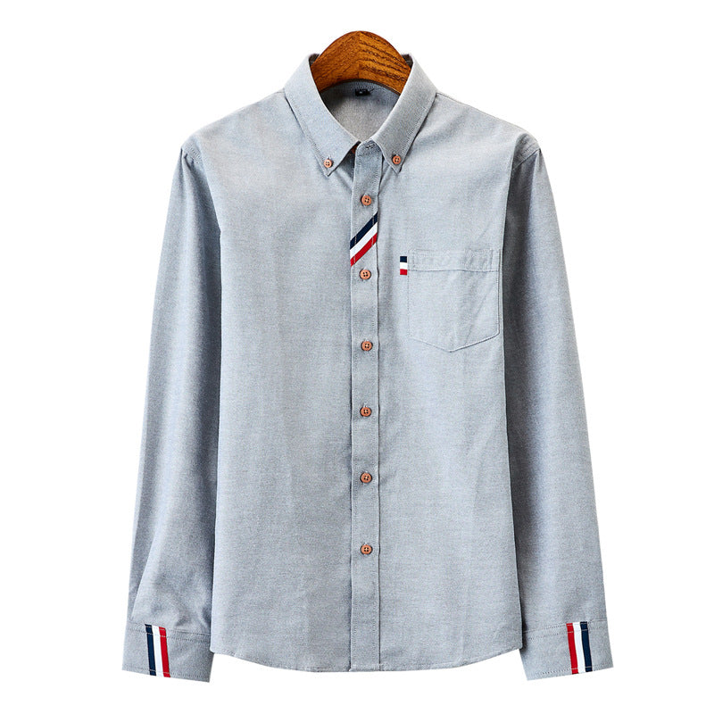 Herren modernes Oxford-Hemd mit Button-Down-Kragen, Brusttasche und dezenter Streifenverzierung Nord Taschen