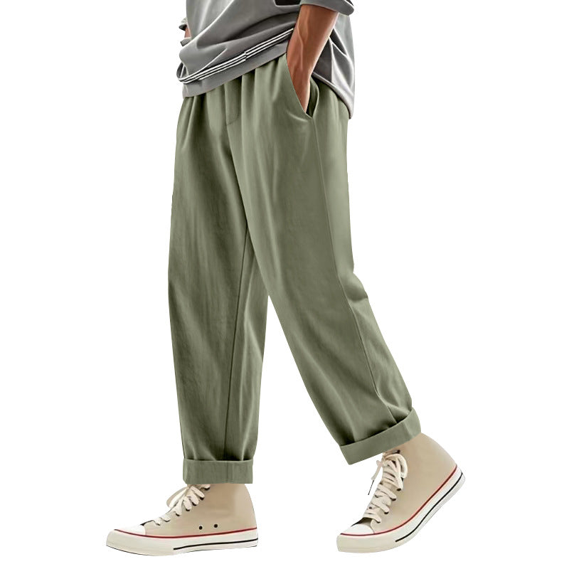 Herren lockere Chino-Hosen mit seitlichen Taschen und elastischem Bund