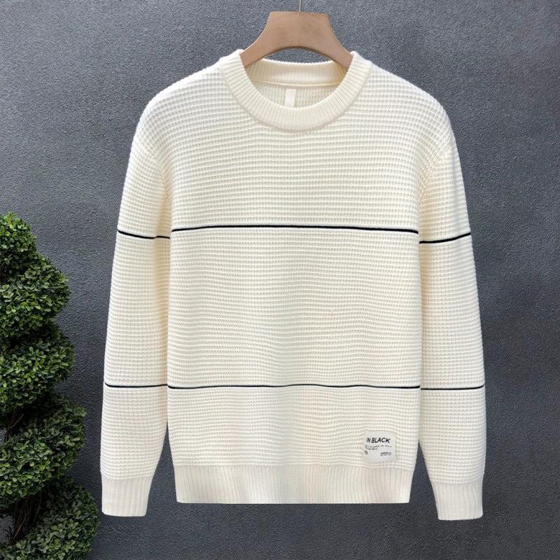 Unisex Strukturierter Waffelstrick-Pullover mit feinen Kontraststreifen Nord Taschen