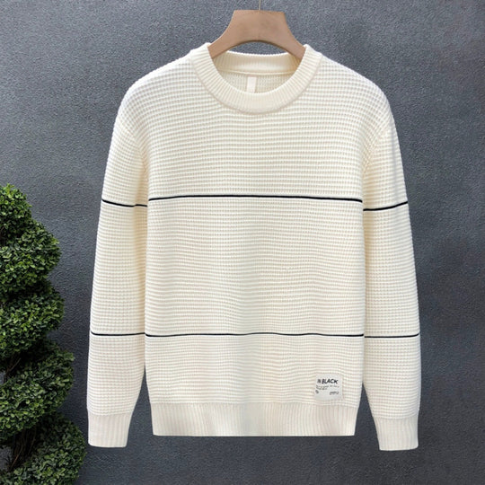 Unisex Strukturierter Waffelstrick-Pullover mit feinen Kontraststreifen Nord Taschen