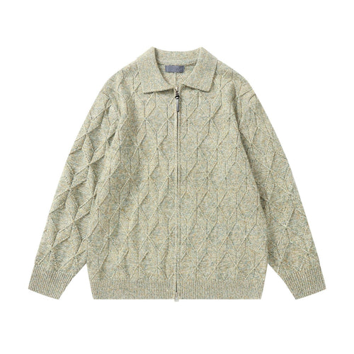 Damen Grob strukturierter Strick‑Zipcardigan mit Hemdkragen Nord Taschen
