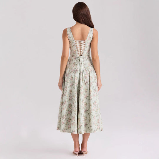 Damen Floral Maxikleid mit schmalen Trägern und seitlichen Taschen Nord Taschen