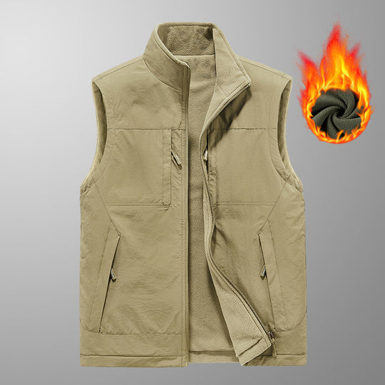 Herren wattierte Thermo-Fleece Weste mit wasserabweisender Nylon‑Shell und hohem Stehkragen Nord Taschen