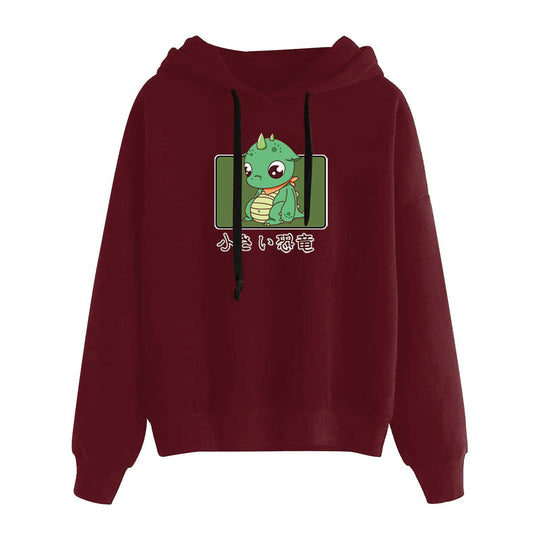 Damen nan kurz geschnittener Cropped-Kapuzenpullover mit niedlicher Frosch-Illustration und verstellbarer Kapuze Nord Taschen