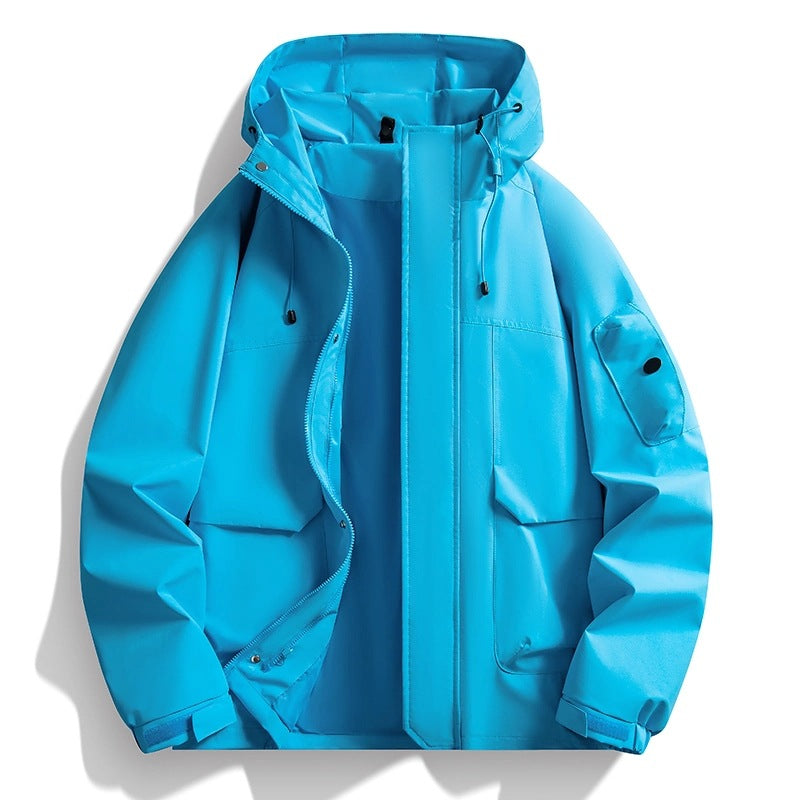 Herren Wasserdichte Kapuzenjacke im Utility-Stil mit verschweißten Nähten und verdecktem Reißverschluss Nord Taschen