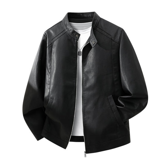 Herren Schlichte Kunstleder-Cityjacke mit Stehkragen, Zweiwege-Reißverschluss & Eingrifftaschen Nord Taschen
