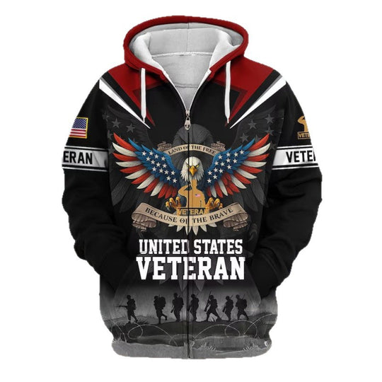 Herren Kapuzensweater mit amerikanischem Veteranenmotiv Nord Taschen