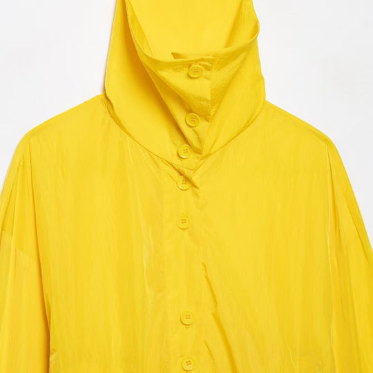 Damen Leichte Oversize Windjacke mit hohem Stehkragen, Knopfleiste und Kordelzug Nord Taschen