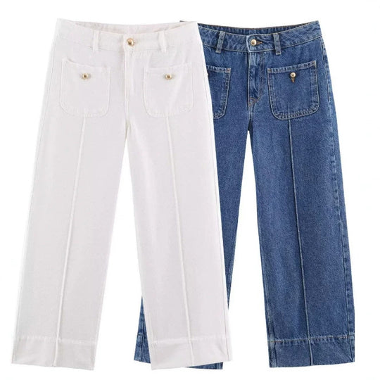 Damen Hochtaillierte Culotte-Hose mit weitem Bein und dekorativem Taillengürtel Nord Taschen