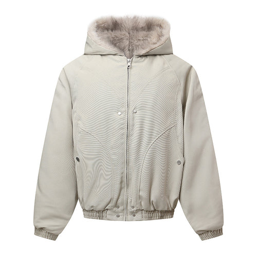 Unisex Kapuzenblouson mit wärmendem Teddyfutter, elastischem Saum und verdeckter Knopfleiste Nord Taschen