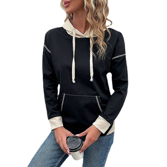 Damen Kapuzenpullover mit Kontrastbesatz, Kängurutasche und lässiger Oversize‑Passform Nord Taschen