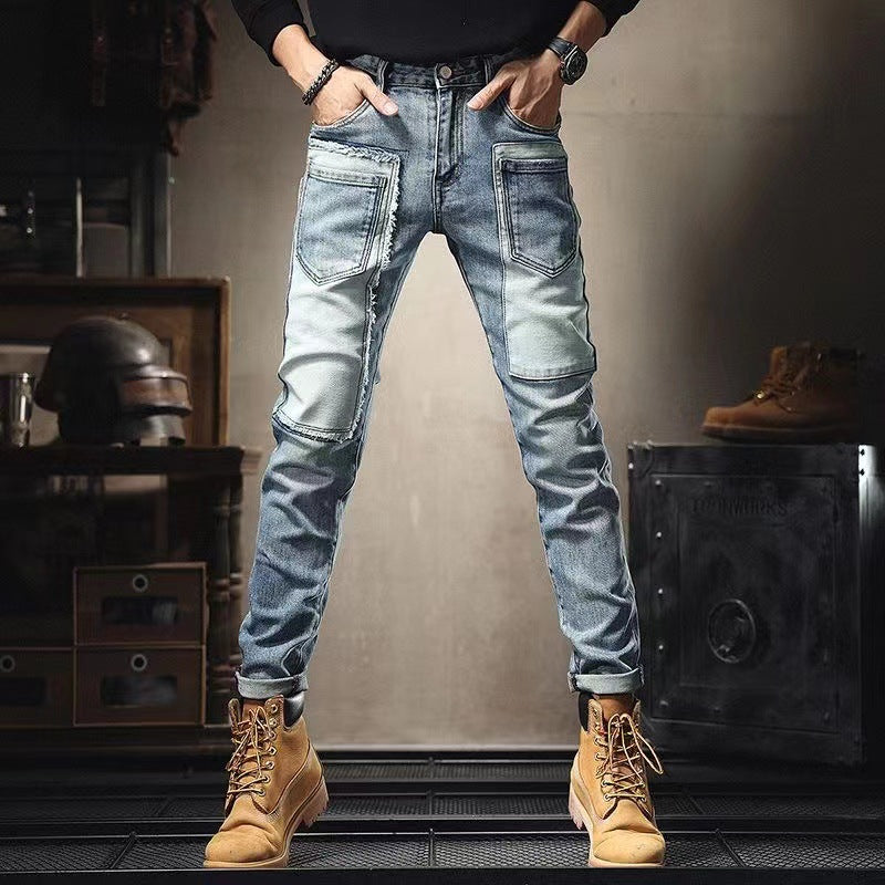 Herren Modische Ripped Jeans mit kreativen Patches Nord Taschen 1788342747
