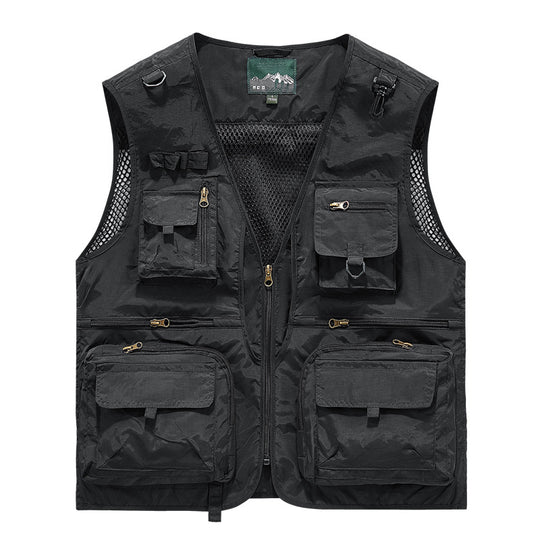 Herren leichte multifunktionale Utility-Anglerweste mit Mesh‑Futter und zahlreichen Reißverschluss‑ und Klappentaschen Nord Taschen