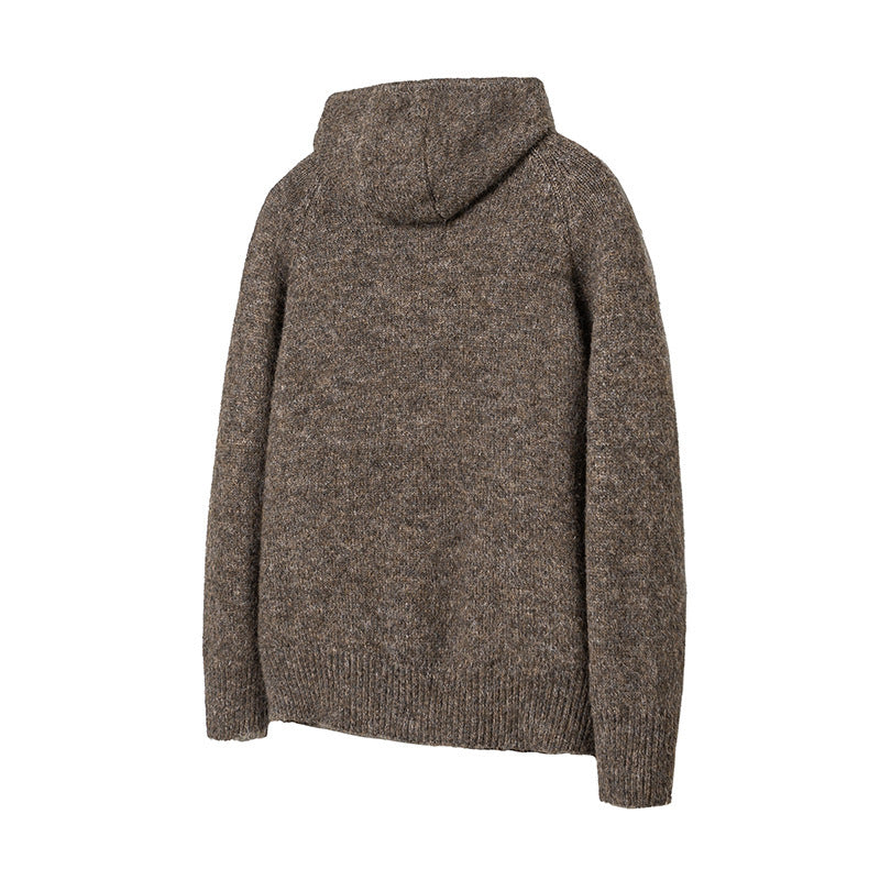 Herren Grobgestrickter Kapuzen-Cardigan mit durchgehender Knopfleiste und Rippenbündchen Nord Taschen