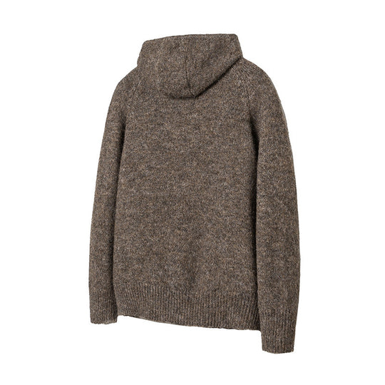 Herren Grobgestrickter Kapuzen-Cardigan mit durchgehender Knopfleiste und Rippenbündchen Nord Taschen