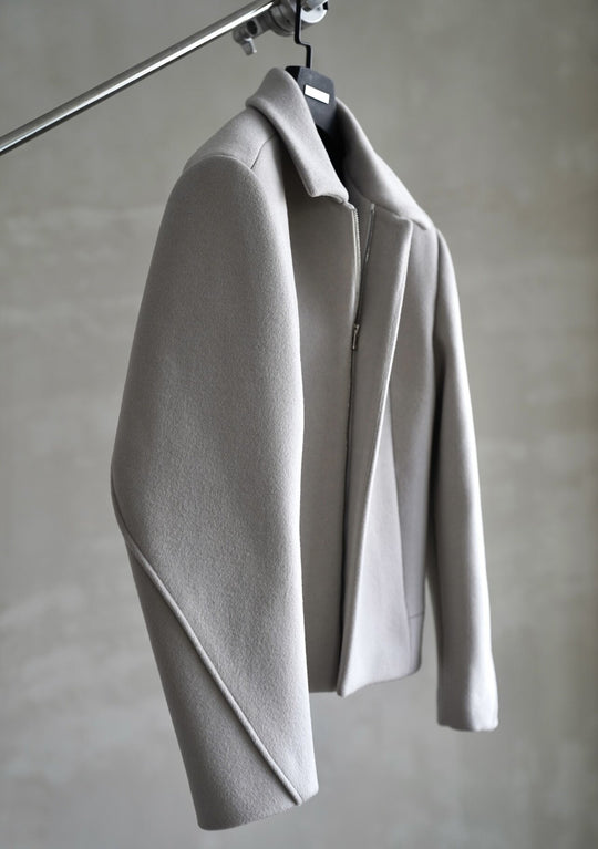 Damen Schlichter Wollmix-Kurzmantel mit verdecktem Reißverschluss und modernem Kragen Nord Taschen