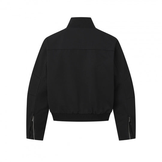 Unisex Kurz geschnittene minimalistische Bomberjacke mit geripptem Stehkragen und verdeckter Reißverschlussblende Nord Taschen