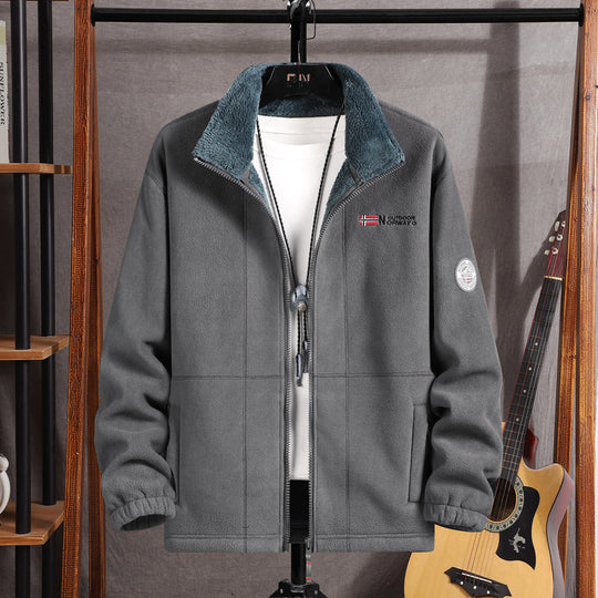 Herren Warme Fleecejacke mit Teddykragen, durchgehendem Reißverschluss und Utility-Taschen Nord Taschen