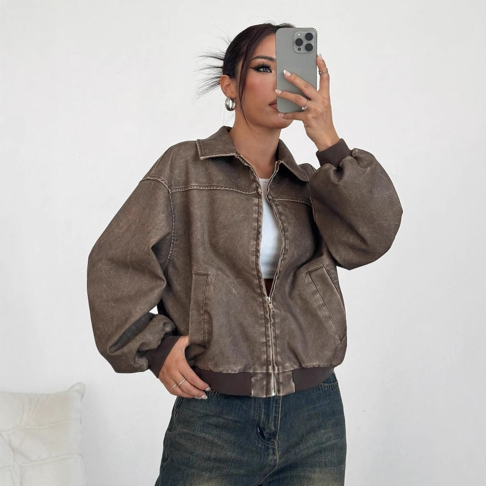 Damen oversized Bomberjacke mit lässigem Schnitt und voluminösen Ärmeln - Arvani