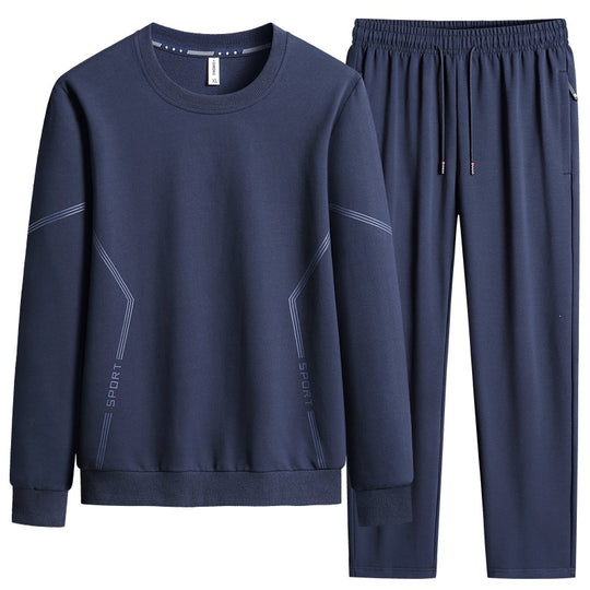 Herren Sportliches Freizeit-Jogginganzug-Set aus atmungsaktivem Funktionsfleece mit Rundhalsausschnitt & Kordelbund Nord Taschen
