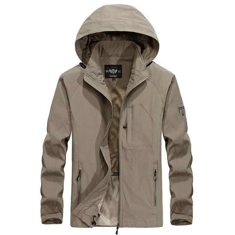 Herren leichter winddichter Shell‑Hoodie mit Mesh‑Futter, Kapuze und verstellbarem Saum Nord Taschen