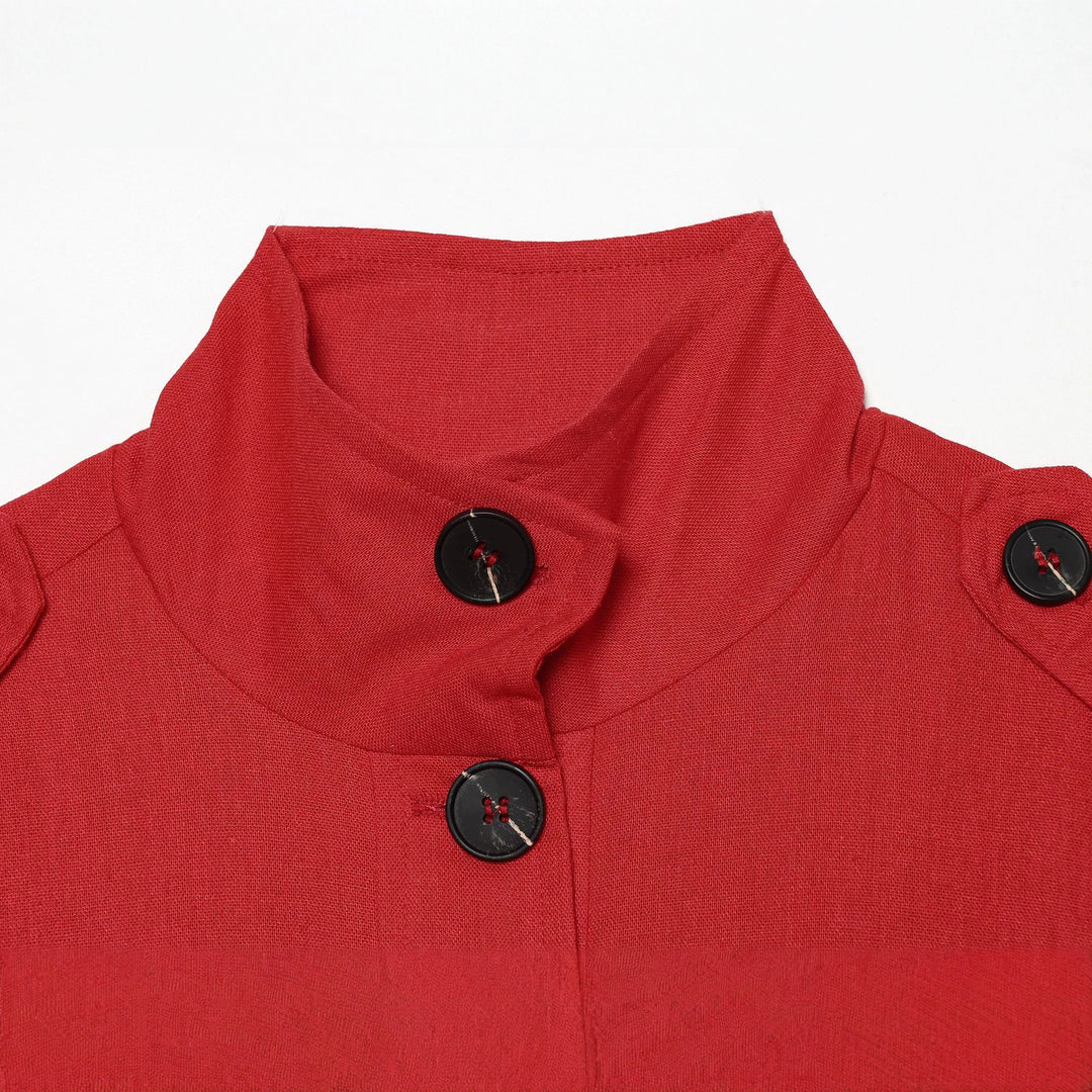 Damen Kurze Canvas-Übergangsjacke mit Funnelkragen, Schulterpatten und Pattentaschen Nord Taschen
