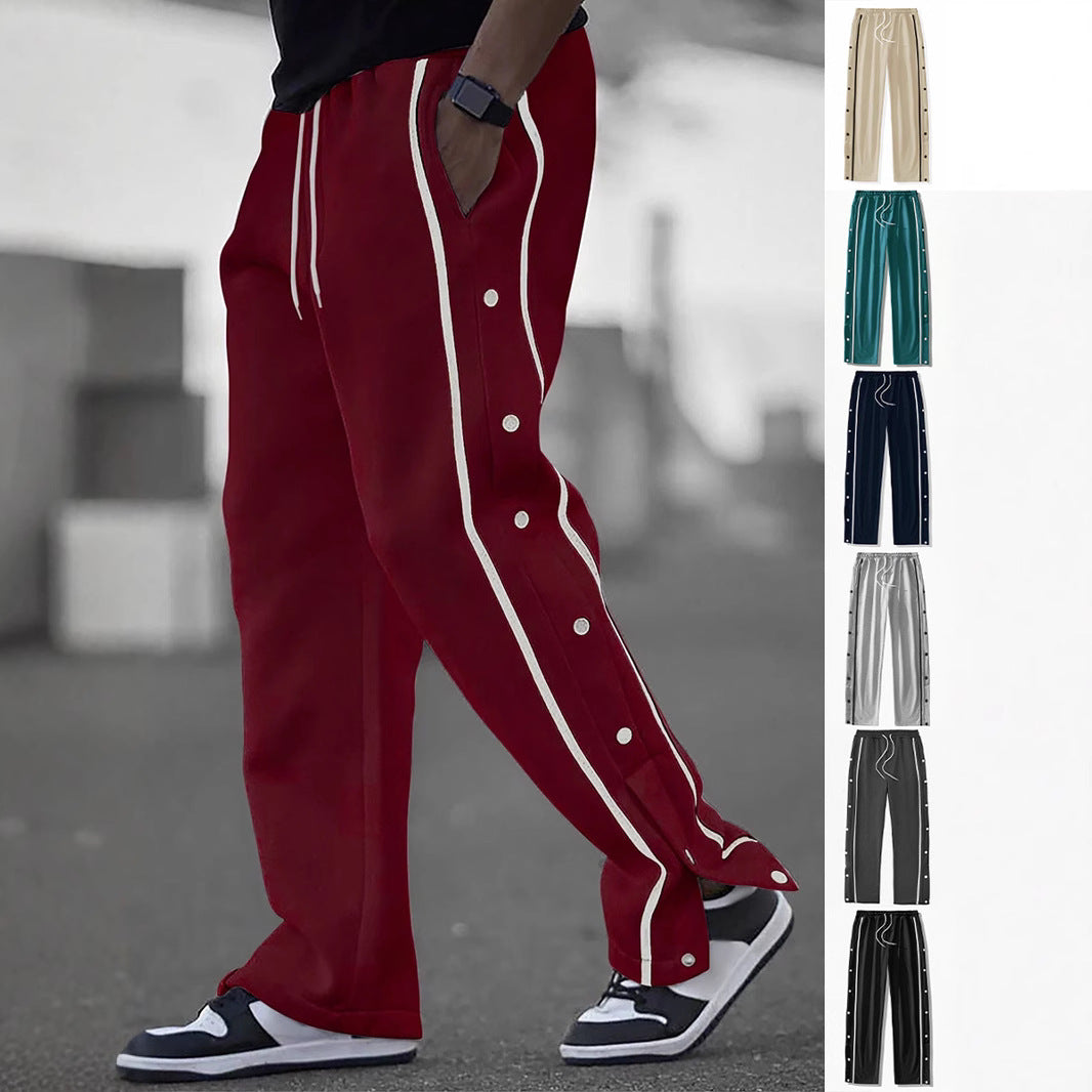 Herren lässige Trainingshose mit seitlicher Druckknopfleiste, elastischem Bund und kontrastierender Paspel Nord Taschen