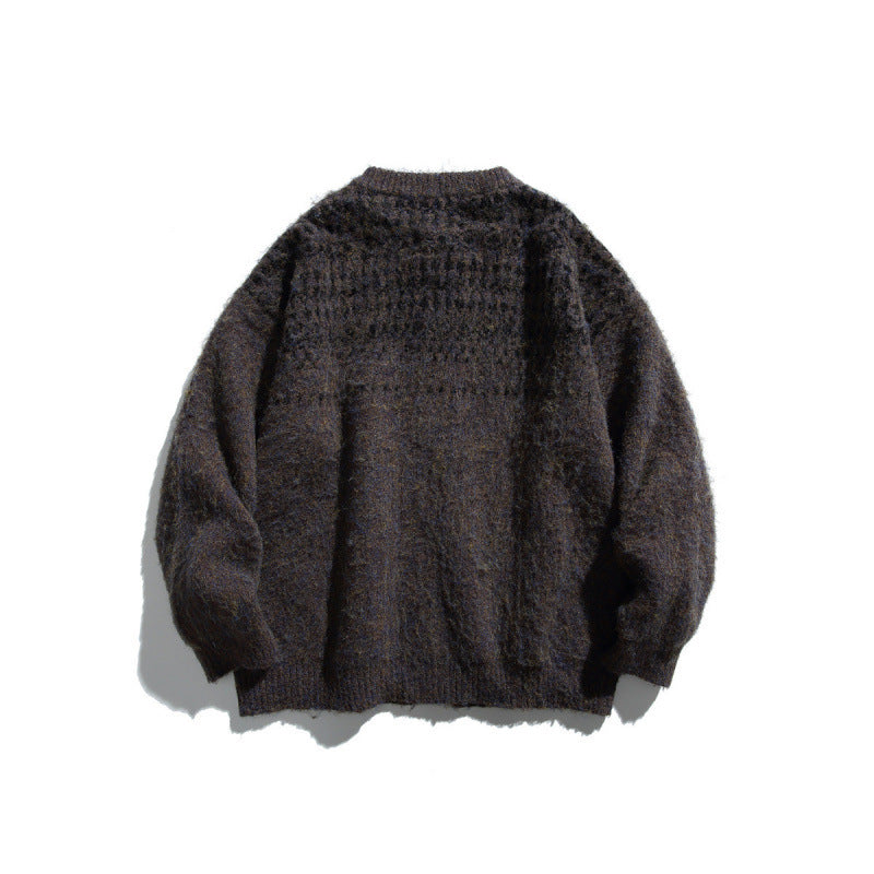 Damen Grobgestrickte Oversize-Cardigan mit Mohair-Optik und Rundhalsausschnitt Nord Taschen