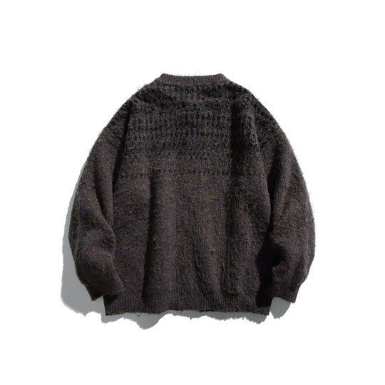 Damen Grobgestrickte Oversize-Cardigan mit Mohair-Optik und Rundhalsausschnitt Nord Taschen