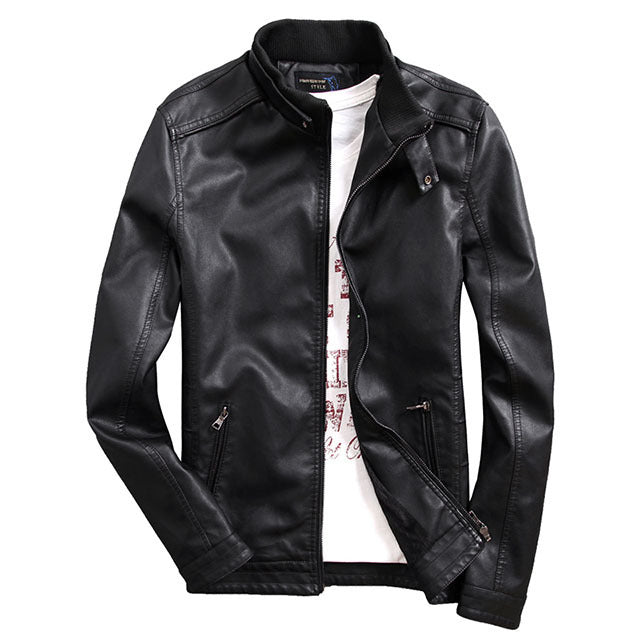 Herren Kunstlederblouson mit wärmender Teddyfleece-Innenlage und Stehkragen Nord Taschen