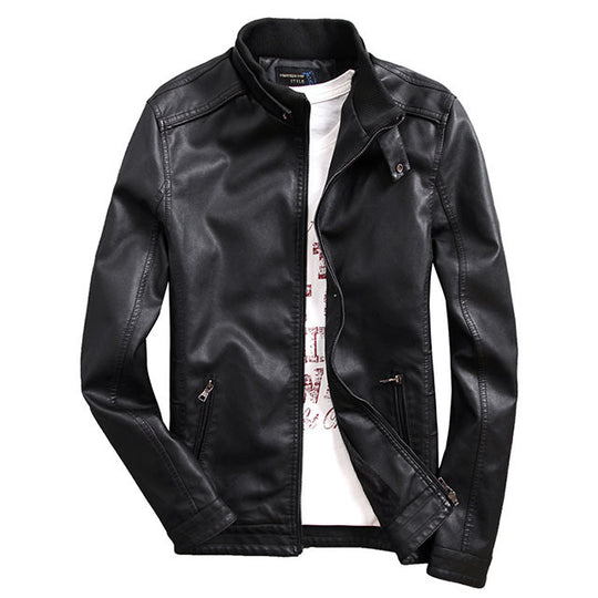 Herren Kunstlederblouson mit wärmender Teddyfleece-Innenlage und Stehkragen Nord Taschen
