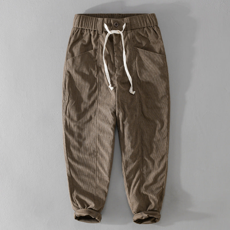Herren Relaxte Cordhose mit elastischem Kordelbund, Kordelzug und konischem Bein Nord Taschen