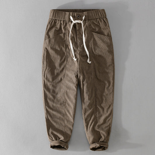 Herren Relaxte Cordhose mit elastischem Kordelbund, Kordelzug und konischem Bein Nord Taschen