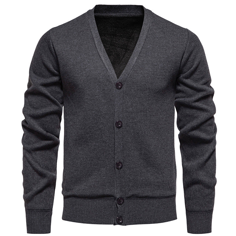 Herren Feinstrick-Cardigan mit V-Ausschnitt, schmaler Silhouette und Rippabschlüssen Nord Taschen