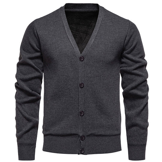 Herren Feinstrick-Cardigan mit V-Ausschnitt, schmaler Silhouette und Rippabschlüssen Nord Taschen