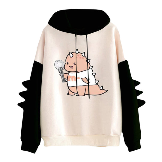 Damen nan Kapuzenpullover mit niedlichem Frosch-Motiv, Kängurutasche und volumigen Ärmelapplikationen Nord Taschen
