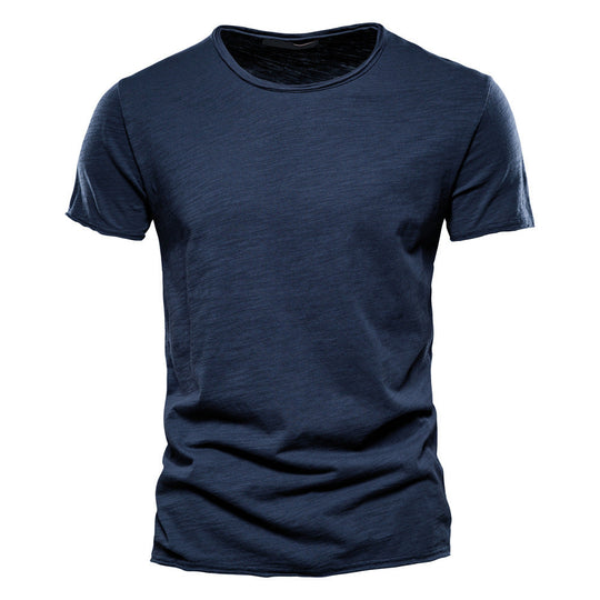 Herren nan leichtes Baumwolljersey Kurzarmshirt mit V-Ausschnitt und schmaler Passform