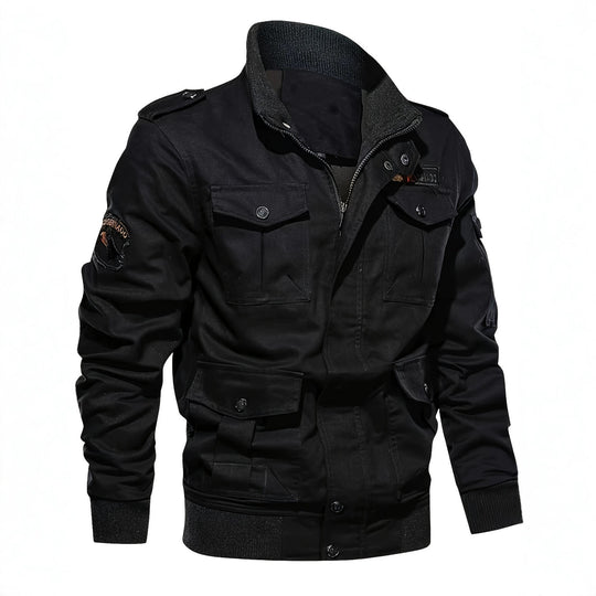 Herren Militärinspirierte Canvas-Fieldjacke mit Schulterklappen und Multifunktions-Taschen Nord Taschen