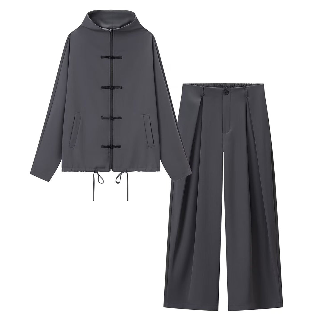 Damen leichte Boxy-Jacke mit Stehkragen, Zipper-Front, Kordelzug und dekorativen Knotenverschlüssen Nord Taschen