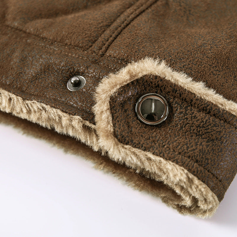 Herren Lederimitat-Fliegerjacke mit Teddyfutter und asymmetrischem Reißverschluss Nord Taschen