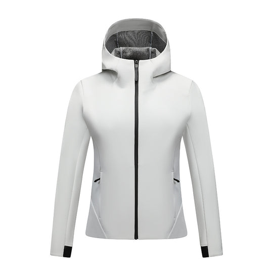Damen Softshell-Jacke mit Kapuze, taillierte und winddichte Outdoorjacke Nord Taschen