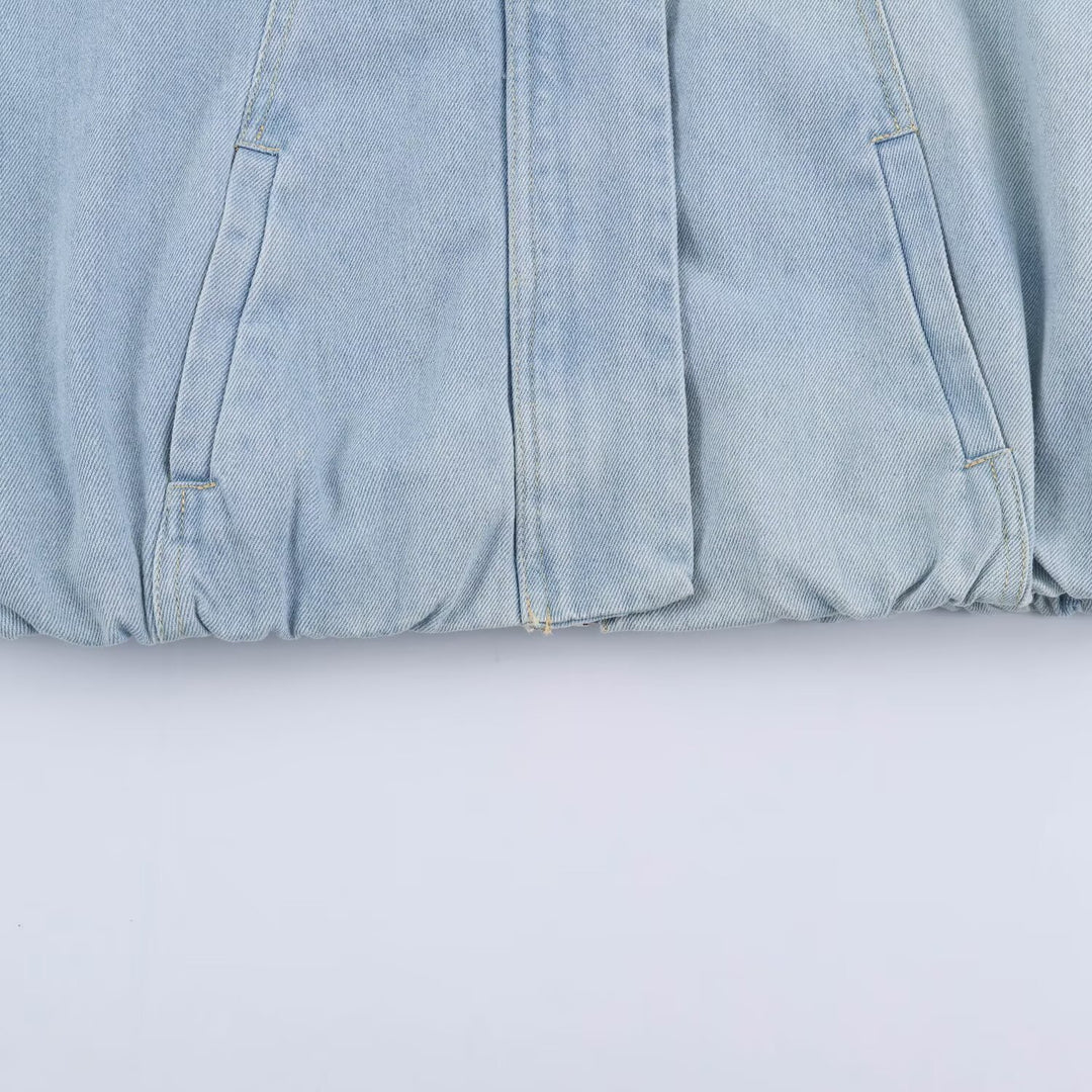 Damen Kurzjacke aus leichter Denim‑Qualität mit Raglanärmeln und verdeckter Verschlussleiste Nord Taschen