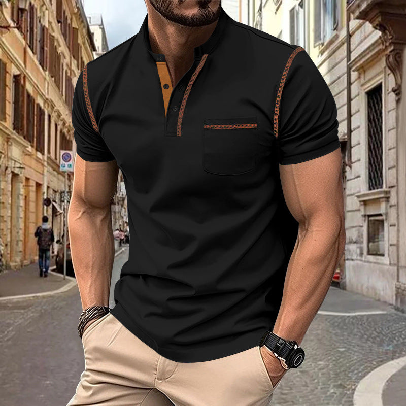 Herren shirt mit modernem Henley-Kragen und praktischen Brusttasche Nord Taschen